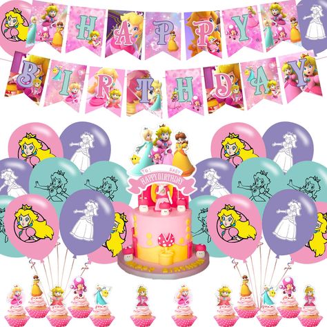 Peach Party Decorations, Princess Peach Party, Princess Birthday Decorations, Princess Theme Birthday, Princess Theme Birthday Party, Peach Party, Girls Party Decorations, Princess Party Decorations, Princess Birthday Cake