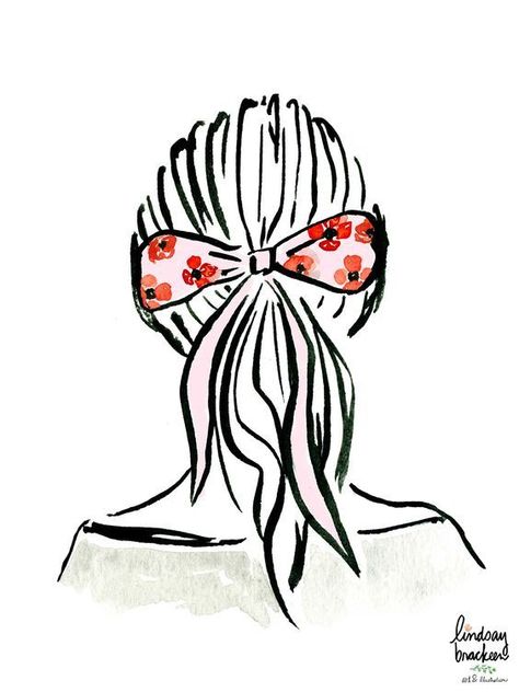 Lindsay Brackeen, #template #design #templates #graphicdesign Hairstyles For Drawing, Lindsay Brackeen, Pink Hairstyles, Bow Illustration, Ponytail Bow, Pink Illustration, Dibujo Simple, Bow Scarf, Hairstyles Tutorial