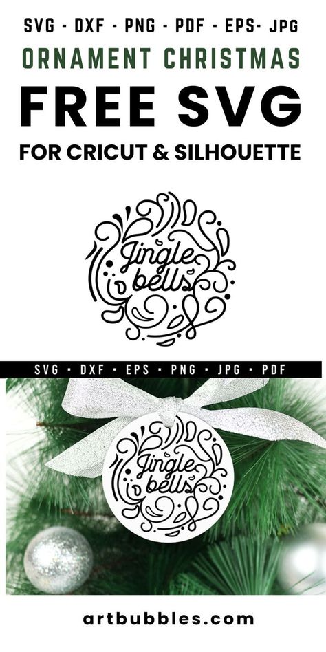 This Christmas round ornament SVG File is a freebie for crafters to make Christmas signs for the Christmas season using Cricut, silhouette, etc. Crafters can download this Christmas SVG file for free. Files: SVG, DXF, PNG, EPS, JPG & PDF. This Christmas round ornament SVG design can be used for many purposes like on round ornaments, signs, wall decals, or anything. #christmassvg #christmasfreesvg #christmastornament #christmassigns #christmascricutsvg #roundornamentsvg #jinglebellschristmassvg Cricut Christmas Ideas, Using Cricut, Bells Christmas, Ornament Svg, Free Cut Files, Christmas Svg Files, Round Ornaments, Christmas Bells, Free Christmas