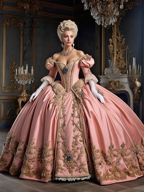 Extravagant Rococo-era gown luxurious rococo style gown by dodoman - Playground Rococo Gown, Rococo Dress, Romantic Princess, Fairytale Gown, Period Dress, Fantasy Gowns, Fairytale Dress, Rococo Style, Historical Dresses