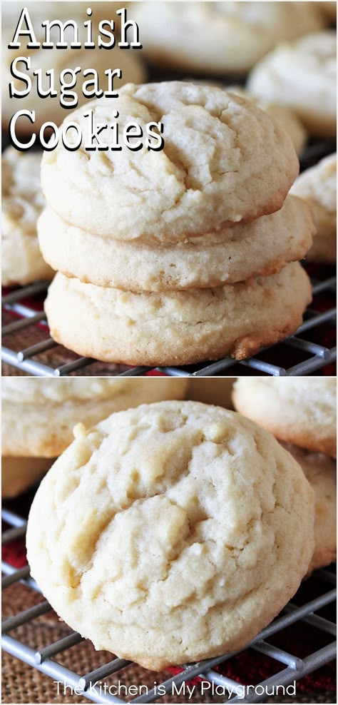 Amish Sugar Cookies Cookies Recipes Healthy, Drop Sugar Cookie Recipe, Amish Baking, Amish Cookies, Amish Sugar Cookies, Soft Sugar Cookie, Drop Sugar Cookies, Amazing Cookie Recipes, Soft Sugar Cookie Recipe