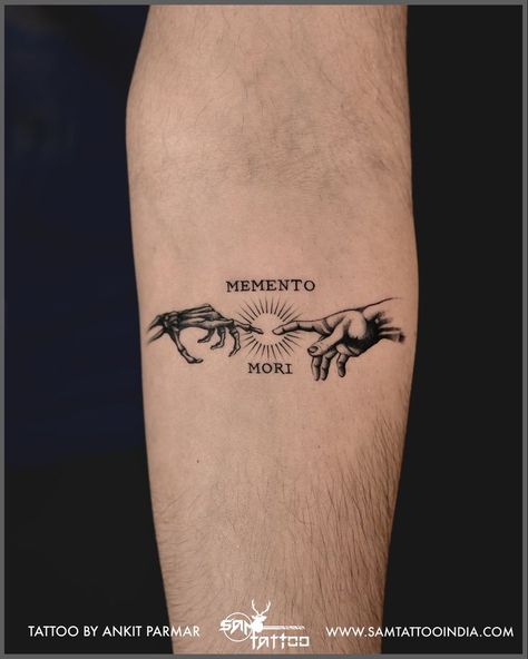 Adams Creation, Small Dope Tattoos, Memento Mori Tattoo, Underarm Tattoo, Motivational Tattoos, Tattoo Catalog, Tatuagem Masculina Pequena, Basic Tattoos, Simple Tattoos For Guys