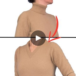 How to upsize a tight sweater neckline into a V-shape in 5 minutes! | How to upsize a tight sweater neckline into a V-shape in 5 minutes! | By Miarti - Wiederverwendung Tight Sweater, Polo Neck, V Cuts, Sewing Hacks, V Shape, Tights, Couture, Sewing