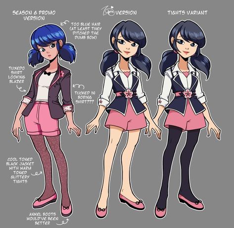 Mlb Marinette Redesign, Ladybug And Cat Noir Redesign, Miraculous Ladybug Concept Art, Miraculous Concept Art, Miraculous Ladybug Redesign, Marinette Redesign, Mlb Redesign, Miraculous Redesign, Miraculous Ladybug Characters