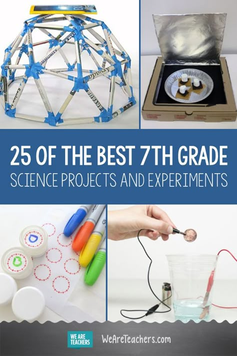 25 of the Best 7th Grade Science Projects and Experiments. Talk about some of the best hands-on science projects you can find. Whether you are a parent trying to find the best project for your child's science fair, or a teacher putting together projects for this year these are all winners. Check out the list of hands-on 7th grade science projects. #teaching #seventhgrade #science 3rd Grade Science Projects, 7th Grade Science Projects, Life Science Experiments, Science Project Board, Homeschool Science Projects, Life Science Classroom, Computer Science Projects, Life Science Projects, Science Projects For Preschoolers