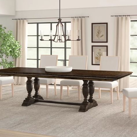 Hooker Furniture Treviso Extendable Dining Table & Reviews | Wayfair Extendable Dining Table Wood, Dollhouse Restoration, Dining Table Wood, Light Room, Drop Leaf Dining Table, Traditional Dining Room, Trestle Dining Tables, House Color, Pedestal Dining Table