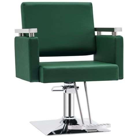 PRICES MAY VARY. High class soft PVC leather provides upgraded comfort, padded with small cell high density foam, also easy to clean for hairdressers. PRODUCT UPDATE: New Modern design with stainless steel armrest decoration adds highly textured trend to fit different barbershops. Also firm and sturdy, much easier to clean and maintain, decreasing damage, providing better durability. The chair has no headrest and couldn't recline.360 Swivel with locking mechanism provides versatility. 21" Length Makeup Vanity Chair Powder Room, Hair Salon Waiting Room Chairs, Salon Waiting Area Seating Spa, Modern Salon Seating, Hair Salon In A She Shed, Primitive Hair Salon, Salon Booster Seat, Single Chair Hair Salon Layout, Beauty Salon Interior Waiting Area Furniture