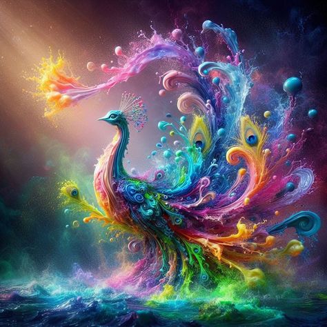 Rainbow Peacock, Wicked Art, Peacock Tattoo, Rainbow Images, Peacock Pictures, Moon Tattoos, Painting Stuff, Cross Wallpaper, Scenic Pictures