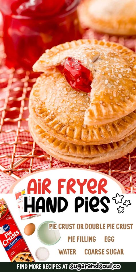 Air Fryer Hand Pies, Portable Dessert, Fried Recipes, Air Fryer Recipes Dessert, New Air Fryer Recipes, Air Fryer Recipes Snacks, Hand Pie Recipes, Air Fryer Cooking Times, Hand Pie