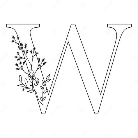 Floral Letter W. Romantic Lettering Design with Flowers Stock Illustration - Illustration of mono, cute: 113219978 W Embroidery Letter, Romantic Lettering, Flower Words Floral Letters, Floral Alphabet Letters Embroidery, Floral Monogram Letter Embroidery, Floral Monogram Letter Initials, W Initial, W Letter, Hand Painted Wooden Box