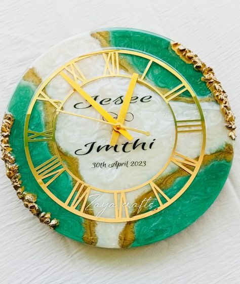 Customize couple name with wedding date Resin Clock, Couple Name, Wedding Date, Diy Furniture, Clock, Furniture, Quick Saves, Home Decor, Home Décor