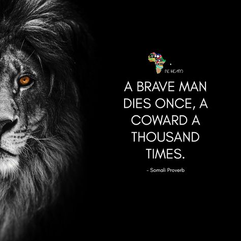 A brave man dies once, a coward a thousand times. Brave Man Quotes, Bravery Quotes, Brave Man, Men Quotes, Motivational Speeches, Powerful Words, Daily Quotes, Proverbs, Brave