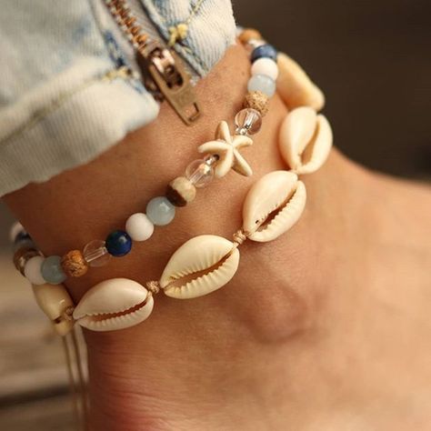 Starfish Anklets, Beaded Starfish, Summer Beach Jewelry, Anklets For Women, Leg Chain, Beaded Ankle, Anklets Boho, Beads Charm, Beach Anklets