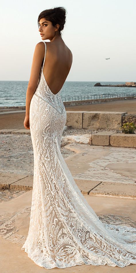 Fantastic Lace Beach Wedding Dresses ★ See more: https://weddingdressesguide.com/lace-beach-wedding-dresses/ #bridalgown #weddingdress Galia Lahav Bridal, Galia Lahav Wedding Dress, Sophisticated Bride, Lace Beach Wedding Dress, Sambo, Backless Wedding, Beauty Dress, Fall Wedding Dresses, Backless Wedding Dress