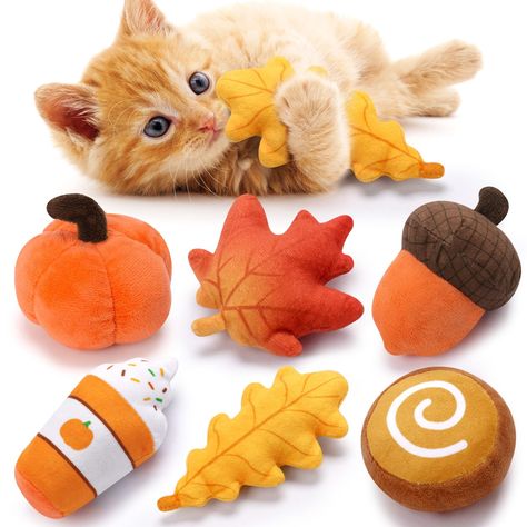 PRICES MAY VARY. [ Fall Themed Catnip Toys ] -- The package comes with 6 different designs, pumpkin, acorn, maple leaf, oak leaf, pumpkin roll, and pumpkin latte. Let your cat have some fun this fall with these favorite fall inspired cat toys. [ Suitable Size for Most Kittens ] -- These boredom relief catmint toys are lightweight with a measurement of 1-4.3 inches in length, and 2.1-2.8 inches in width. Suitable for kittens above 6 months and adult cats to play with. [ Premium Quality Plush Cat Cute Cat Toys, Cat Room Decor, Toys For Cats, Kitty Toys, Diy Cat Toys, Catnip Cat Toy, Christmas Kitten, Birthday Treat, Boy Cat