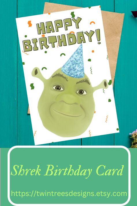 Shrek Birthday Card, Shrek Card, Shrek Printable Card, Kids Birthday Card, Printable Greeting Card * With printable cards you can access it and make as many prints as you want. 5x6 in. 4x6 in. #Shrek #Shrekbirthdayparty #ShekandFiona Shrek Birthday, Kids Birthday Card, Birthday Card Printable, Printable Greeting Cards, Kids Birthday Cards, Card Printable, Shrek, Be My Valentine, Printable Cards