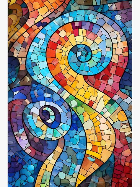 Mosaic Style Painting, Mosaic Art Easy, Abstract Mosaic Art Easy, Mosaic Art Colored Paper, Mozaik Drawing Mosaic Art, Antonio Gaudi Mosaic, Mosaic Drawing, Barcelona Gaudi, Abstract Mosaic Art