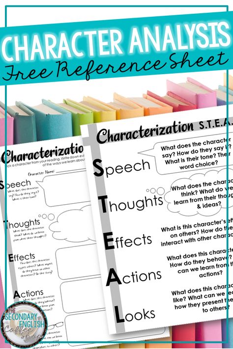 Use the acronym S.T.E.A.L to teach your students about characterization!  Read how I teach the acronym and grab this fun freebie! Teaching Characterization High School, Steal Characterization, Characterization Middle School, Fairy Classroom, High School Ideas, Teaching Characterization, Worksheets High School, High School English Classroom, Teaching Freebies