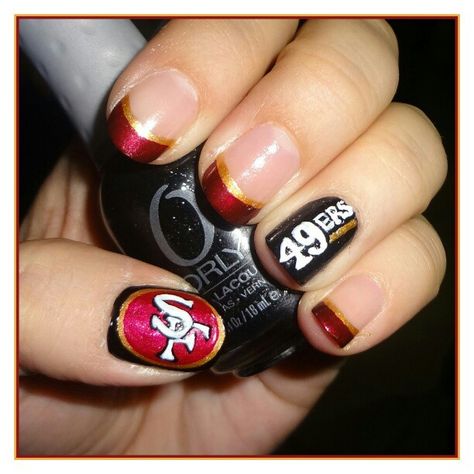 "Hub said it'd be hard. Sounded like a challenge to me. #nfl #playoffs #bengalsfan #hubby #49ers #nailsdid #nailart #notd #photooftheday" Photo taken by @elaineqxoxo on Instagram, pinned via the InstaPin iOS App! http://www.instapinapp.com (12/29/2012) Nfl Playoffs, Painted Nail Art, Dec 30, How To Do Nails, Nails Inspiration, Hair And Nails, Class Ring, Ios App, Nfl