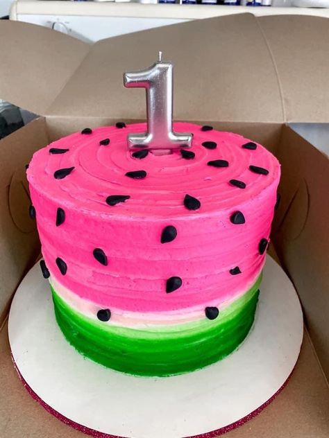 Watermelon Birthday Cake Smash, 1st Birthday One In A Melon, Watermelon Cake 1st Birthday, Watermelon Themed First Birthday Cake, Watermelon Sheet Cake Birthday, One In A Melon First Birthday Cake Smash, One In A Melon Cupcakes, One In A Melon Birthday Cake, 1 In A Melon Birthday Party