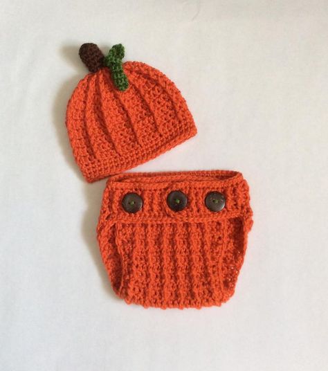 Pumpkin Baby Outfit Crochet Diaper Cover Set Harvest Pumpkin | Etsy Baby Halloween Costumes Newborn, Baby Pumpkin Costume, Fall Newborn, Fall Baby Pictures, October Baby Showers, Pumpkin Crochet, Crochet Diaper Cover, Baby Pumpkin, 1st Halloween