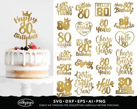 Cheers To 90 Years, 90th Birthday Cake Topper, 80 And Fabulous, 80th Birthday Cake Topper, 80 Cake, Cheers To 80 Years, 90th Birthday Cakes, 80 Birthday Cake, Happy 90th Birthday