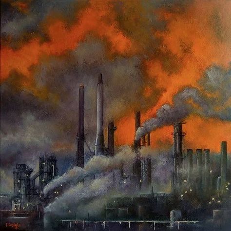 Şelale Gültekin on Instagram: ““View in My Room” painting by Tomas Castaño (was born in Santander/Spain in 1953) He has a realistic style. @pieddepoule_selale #beyoğlu…” Air Pollution Painting, Pollution Aesthetic, Pollution Painting, Environmental Painting, Air Pollution Poster, Baby Captions, Environment Painting, Environmental Pollution, A Level Art