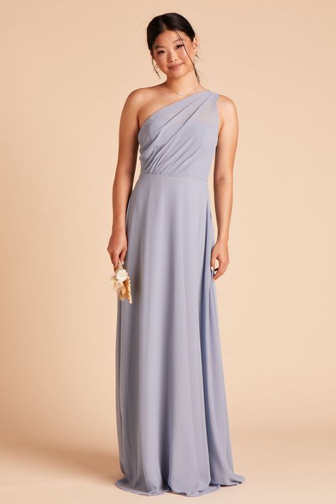 Dusty Blue Bridesmaid Dresses - Shop Dresses Under $100 | Birdy Grey Lilac Bridesmaid Dress, Lilac Bridesmaid, Bridesmaid Dress Chiffon, Lavender Bridesmaid Dresses, Dusty Lilac, One Shoulder Bridesmaid Dresses, One Shoulder Bridesmaid, Grey Bridesmaids, Dusty Blue Bridesmaid Dresses