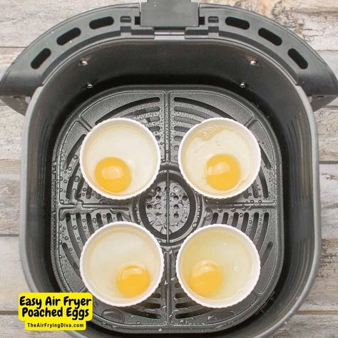 Easy Air Fryer Poached Eggs, a simple and delicious breakfast or brunch recipe for cooking poached eggs that taste great. Easy Poached Eggs Simple, Best Poached Eggs, Cooking Poached Eggs, Easy Poached Eggs, Poaching Eggs, Poached Egg Recipe, How To Make A Poached Egg, Tater Tot Recipes, Easy Meals For One