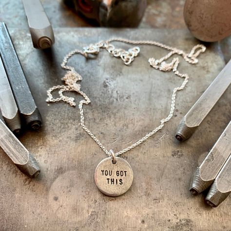 Hand Stamped Silver Charm Necklace Charm + Pendant Necklaces Bella Vita Jewelry Stamped Jewelry Ideas, Metal Stamping Ideas, Metal Stamped Necklace, Metal Stamping Projects, Metal Stamping Kit, Stamp Jewelry, Jewelry Stamping, Charm Bar, Stamping Projects