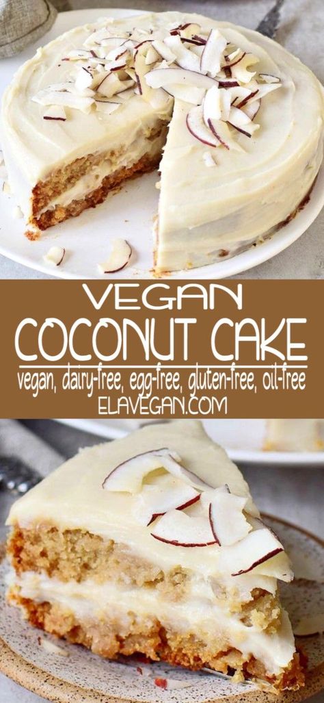 Vegan Coconut Cake, Cake Coconut, Egg Benedict, Vegan Coconut, Cake Vegan, Makanan Diet, Coconut Cake, Vegan Dessert Recipes, Vegan Treats