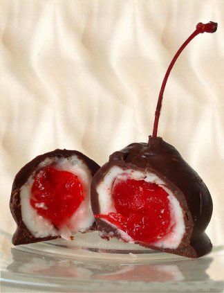 Chocolate-Covered Cherries Chocolate Covered Cherries Recipe, Cherry Recipe, Christmas Food Treats, Sugar Dough, Famous Chocolate, Chocolate Covered Cherries, Cherry Recipes, Almond Bark, Creamy Chocolate