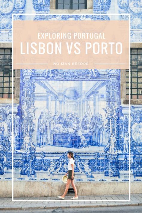 Lisbon vs Porto: Exploring Portugal's Two Top Cities | Though I recommend visiting both Lisbon and Porto on a trip to Portugal, limited time and budgets don’t always allow. If you have to make the hard choice, here’s our breakdown of Lisbon vs Porto to help you pick the better fit for your next trip. #Portugal #Lisbon #Porto #Travel #Europe Portugal, Walking, Blue And White, Paintings, Wall, Travel, Blue, White, Porto