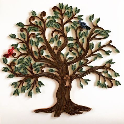 Tree of Life Quilled Trees Pattern, Tree Of Life Quilling, Quilled Tree Of Life, Quilling Tree, Fall Tree Art, Quilled Tree, Quilling Patterns Tutorials, Paper Roll Crafts Diy, Paper Beads Diy