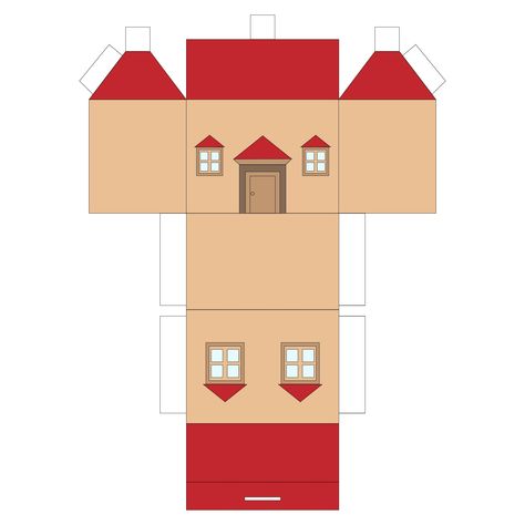 House Pattern Design, Cardboard House Template Free Printable, Maket House, House Printable Templates, Paper House Template Printables Free, Printable House Template, Papercraft House, Paper House Printable, House Paper Craft