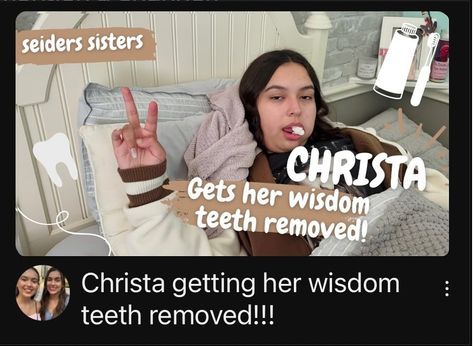 Happy Monday!!! New vlog out now!! Christa got her wisdom teeth removed! This was definitely a different video than we are used to and let’s just say some aura points were definitely deducted! 🤣 -100 We hope you enjoy it anyway! #seiderssisters #wisdomteeth #vlog #funny Aura Points, Wisdom Teeth, Enjoy It, Happy Monday, Being Used, Aura, The 100, Let It Be, Funny