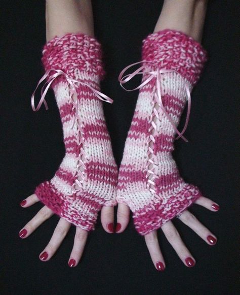 Crochet Arm Warmers, Fancy Gloves, Gloves Long, White Shades, Gloves Design, Crochet Mittens, Pink Shades, Kawaii Crochet, Satin Ribbons