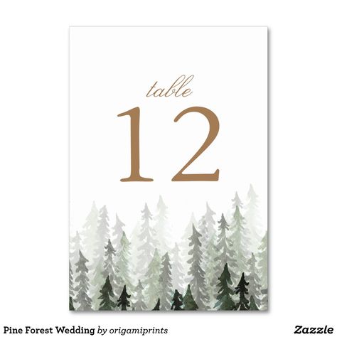 Forest Wedding Table, Table Numbers Watercolor, Pine Forest Wedding, Forest Wedding Invitation, Watercolor Pine Tree, Watercolor Table Numbers, Forest Wedding Invitations, Pine Tree Forest, Vintage Wedding Signs