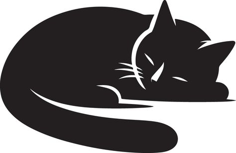 Sleeping Cat Silhouette, Cat Sleep, Tree Saw, Cat Silhouette, Vector Art Illustration, Heart Tree, Cat Sleeping, Cityscape Photos, Logo Banners