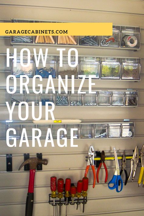 Garden Tools Organization, Slatwall Garage, Tool Shed Organizing, Organize House, Messy Garage, Custom Garage Cabinets, Garage Organizing, Overhead Storage Rack, Garage Ceiling Storage