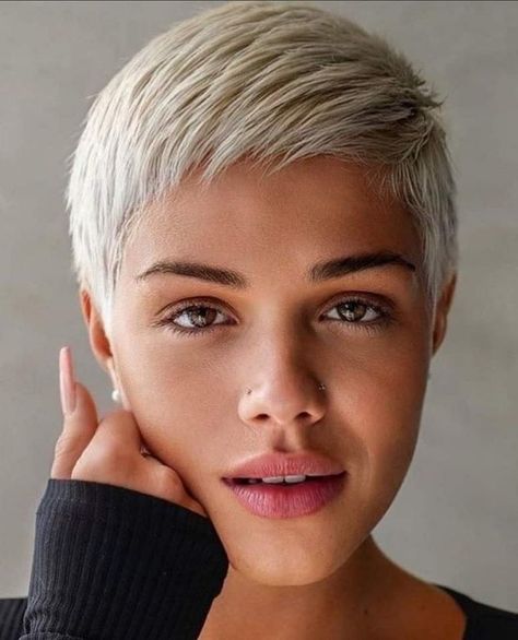 The Ultimate Guide To The Hottest Pixie Cut Hairstyles Of 2024 Very Short Pixie Cuts, Super Short Haircuts, Really Short Hair, Very Short Haircuts, Short Hair Pixie Cuts, Short Hair Undercut, Short Grey Hair, Super Short Hair, Edgy Short Hair