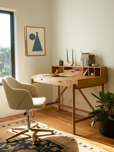 Office Furniture by Artesanos Design Back Facing Desk, Vintage Desk With Modern Chair, Desk Chair Livingroom, Nuetral Desk Chair, Target Opal House Desk, Desk With Brown Chair, Sauder Clifford Place Desk, Swoon Desk, Contemporary Office Furniture