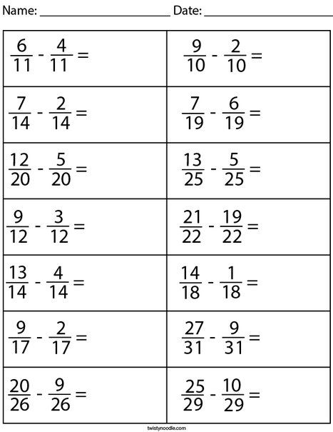 Fractions Worksheets Grade 4, Free Fraction Worksheets, Math Fractions Worksheets, Simple Fractions, Math Fact Worksheets, Math Practice Worksheets, Adding Fractions, Adding And Subtracting Fractions, Mathematics Worksheets