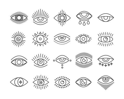 Ojo Tattoo, Evil Eye Tattoo, Vector Line Art, Mystic Eye, Eye Illustration, Handpoke Tattoo, Eye Logo, Vector Line, Discreet Tattoos