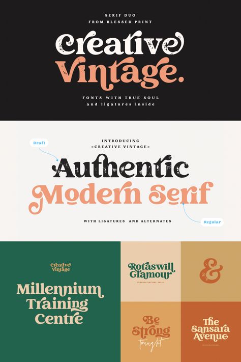 Creative Vintage Font by Blessed Prints Vintage Logo Design Retro, Modern Free Fonts, Free Retro Fonts, Fonts Alphabet Aesthetic, Fonts For Canva, Alphabet Aesthetic, Free Cursive Fonts, Name Logo Design, Hand Lettering Alphabet Fonts