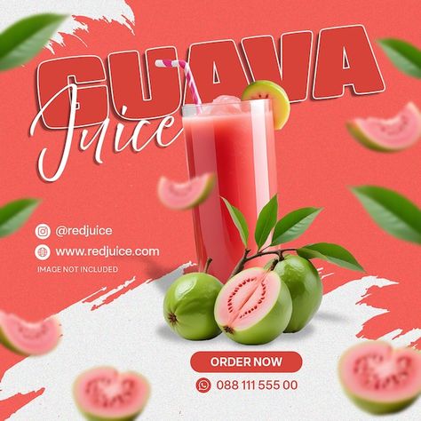 Juice Instagram Post, Background Instagram, Guava Juice, Instagram Food, Instagram Post Template, Post Templates, Pink Background, Juice, Instagram Post