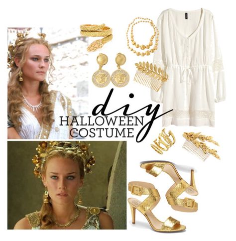 "Costume: Helen of Troy" by tharwawajihahzainal ❤ liked on Polyvore featuring H&M, Helen of Troy, Vince Camuto, Cartier, Versace, Marco Bicego, Ellen Hunter, J.Crew, DIY and movies Helen Of Troy Costume, Ancient Greek Costumes, Greek Costume, Helen Of Troy, Jennifer Behr, Marco Bicego, Halloween 2017, Vince Camuto, Cartier