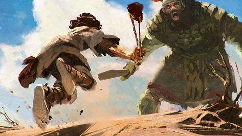 David Vs Goliath Art, Armand Serrano, David Bible, David Vs Goliath, Biblical Artwork, Bible Artwork, Christian Illustration, Biblical Paintings, Christian Graphics