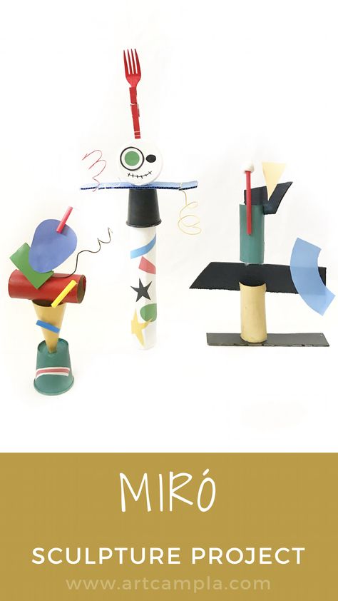 Vika Papper, Classe D'art, Sculpture Art Projects, Sculpture Lessons, Recycled Art Projects, Art Camp, Sculpture Projects, Joan Miro, Art Lessons Elementary