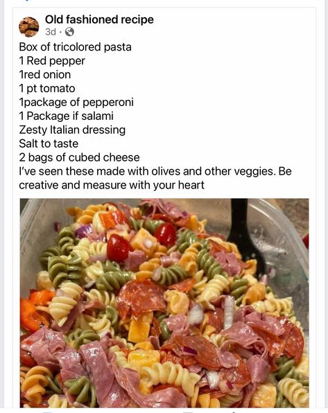 Pasta Salad With Pepperoni And Salami, Pasta Salad Salami Italian Dressing, Pasta Salami Salad, Pasta Salad Recipes With Salami, Pasta Salad With Cheese Cubes, Baby Shower Pasta Salad, Mostaccioli Salad, Salami Pasta Salad, Pasta Salad With Salami